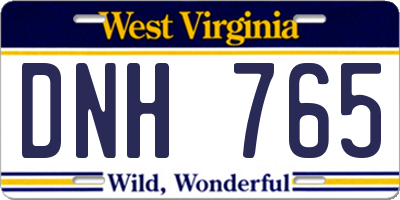WV license plate DNH765