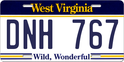 WV license plate DNH767