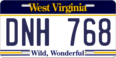 WV license plate DNH768