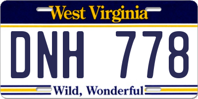 WV license plate DNH778