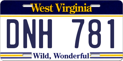WV license plate DNH781