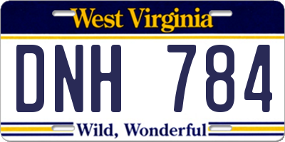 WV license plate DNH784