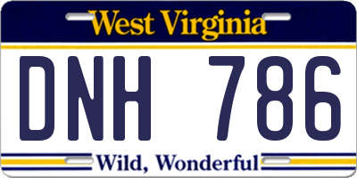 WV license plate DNH786