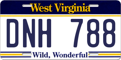 WV license plate DNH788