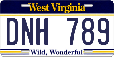 WV license plate DNH789