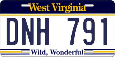 WV license plate DNH791