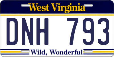 WV license plate DNH793