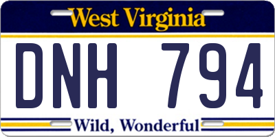 WV license plate DNH794