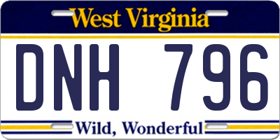 WV license plate DNH796