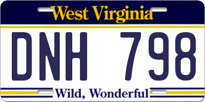 WV license plate DNH798