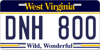WV license plate DNH800