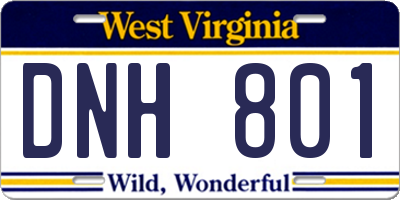 WV license plate DNH801
