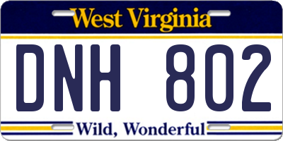 WV license plate DNH802