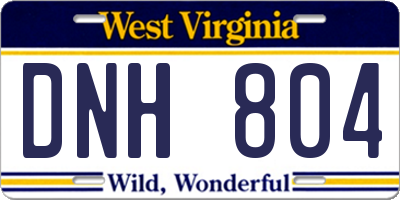 WV license plate DNH804