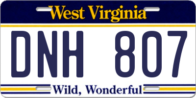 WV license plate DNH807