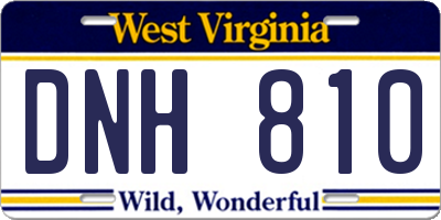 WV license plate DNH810