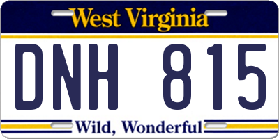 WV license plate DNH815