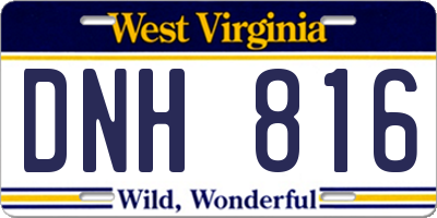 WV license plate DNH816