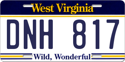 WV license plate DNH817