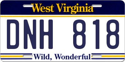 WV license plate DNH818