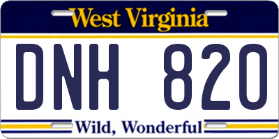 WV license plate DNH820