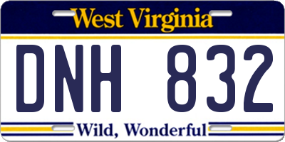 WV license plate DNH832
