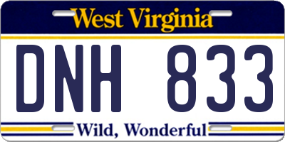 WV license plate DNH833