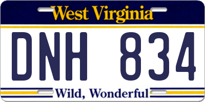 WV license plate DNH834