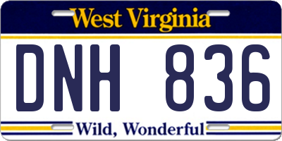 WV license plate DNH836