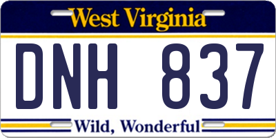 WV license plate DNH837