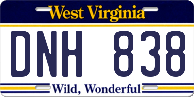 WV license plate DNH838