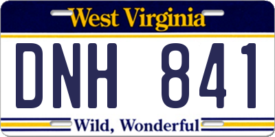 WV license plate DNH841
