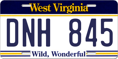 WV license plate DNH845