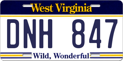 WV license plate DNH847