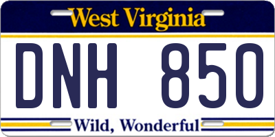 WV license plate DNH850