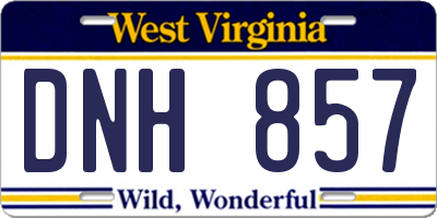 WV license plate DNH857