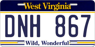 WV license plate DNH867
