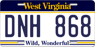 WV license plate DNH868