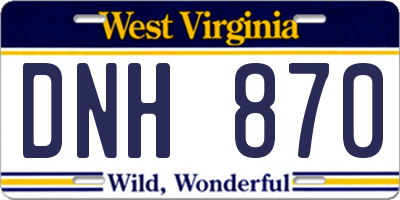 WV license plate DNH870