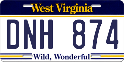 WV license plate DNH874