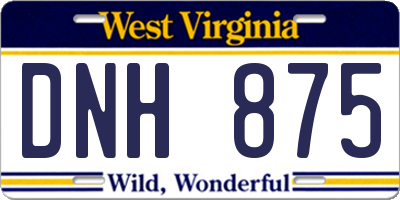 WV license plate DNH875