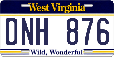 WV license plate DNH876