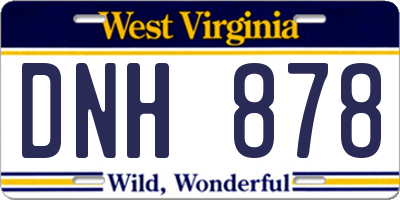 WV license plate DNH878