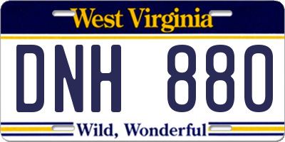 WV license plate DNH880
