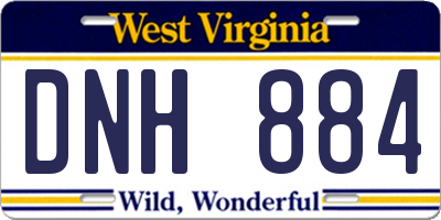 WV license plate DNH884