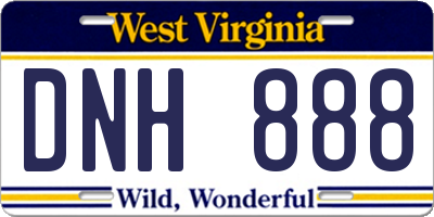 WV license plate DNH888