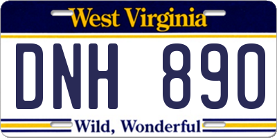 WV license plate DNH890