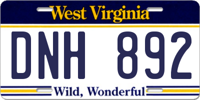 WV license plate DNH892