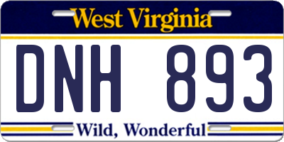 WV license plate DNH893