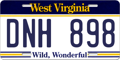 WV license plate DNH898